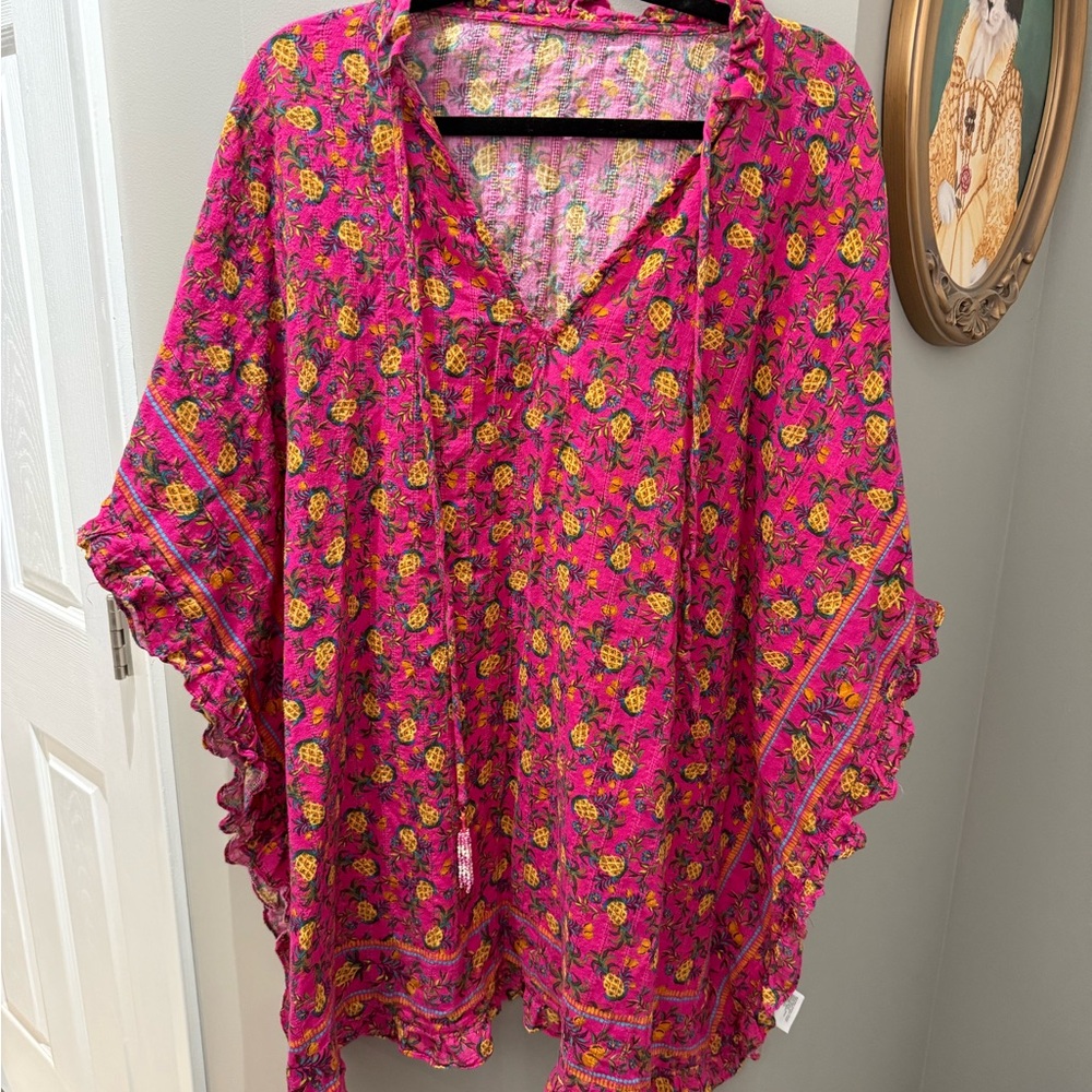 Anthropologie Farm Rio Fruit Dots Coverup Dress- Lg